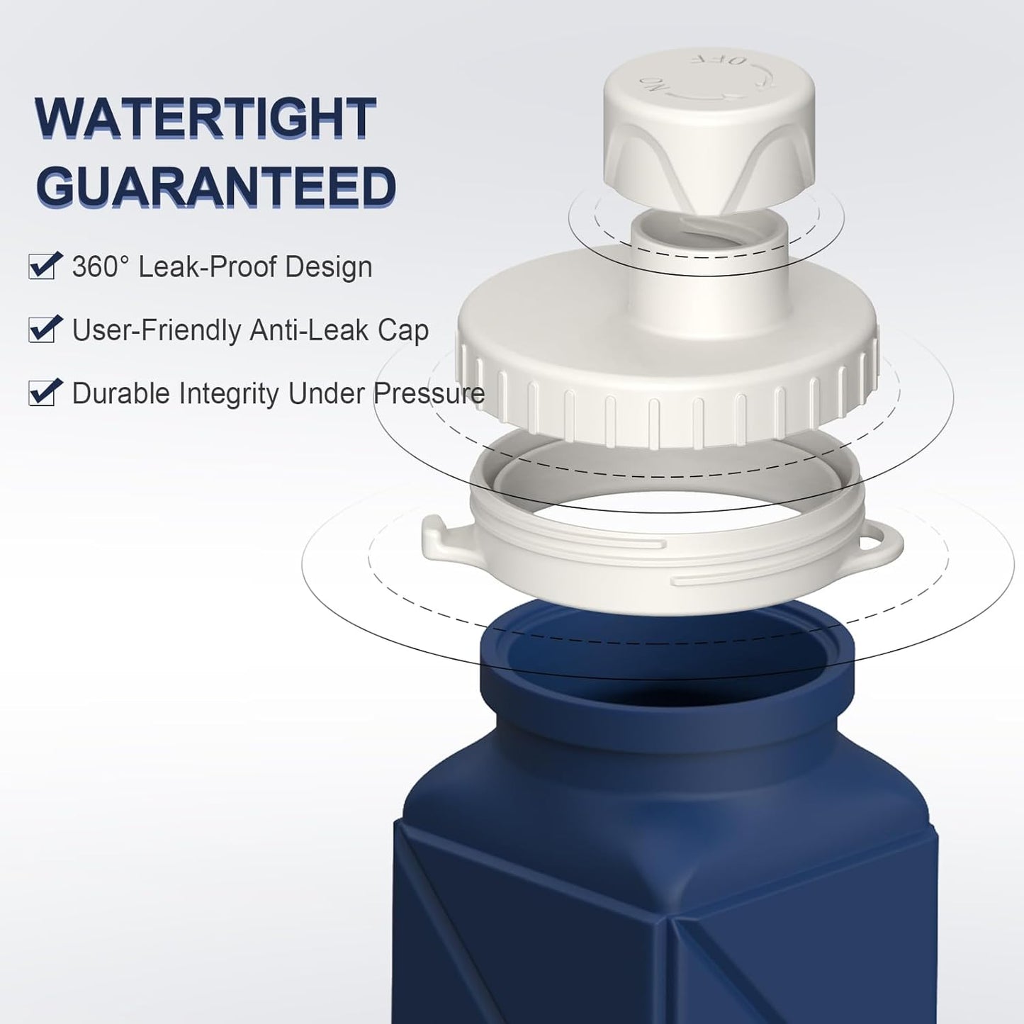 Collapsible Water Bottle, Silicone Foldable Portable Water Bottles 610Ml, Lightweight Reusable Leakproof for Travel Camping Hiking Cycling Yoga Sports Outdoor, 1 Pack (Dark Blue)