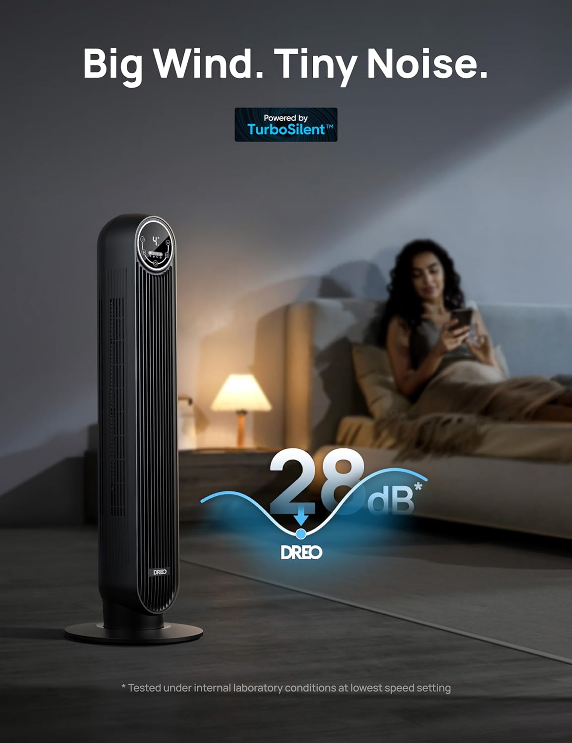 28Db Tower Fan for Bedroom, 25Ft/S Velocity Portable Cooling Fan, 90° Oscillating Standing Fans for Home, LED Display, 4 Speeds, 4 Modes, Timer, Quiet Electric Bladeless Fan, Remote Control