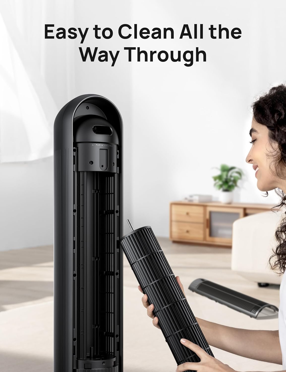 28Db Tower Fan for Bedroom, 25Ft/S Velocity Portable Cooling Fan, 90° Oscillating Standing Fans for Home, LED Display, 4 Speeds, 4 Modes, Timer, Quiet Electric Bladeless Fan, Remote Control
