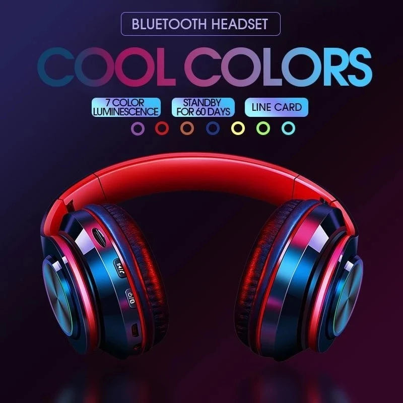 Wireless Bluetooth 5.0 Headphone with Microphone On-Ear Headset Stereo Sound Earphones Sports Gaming Foldable Headphones Game