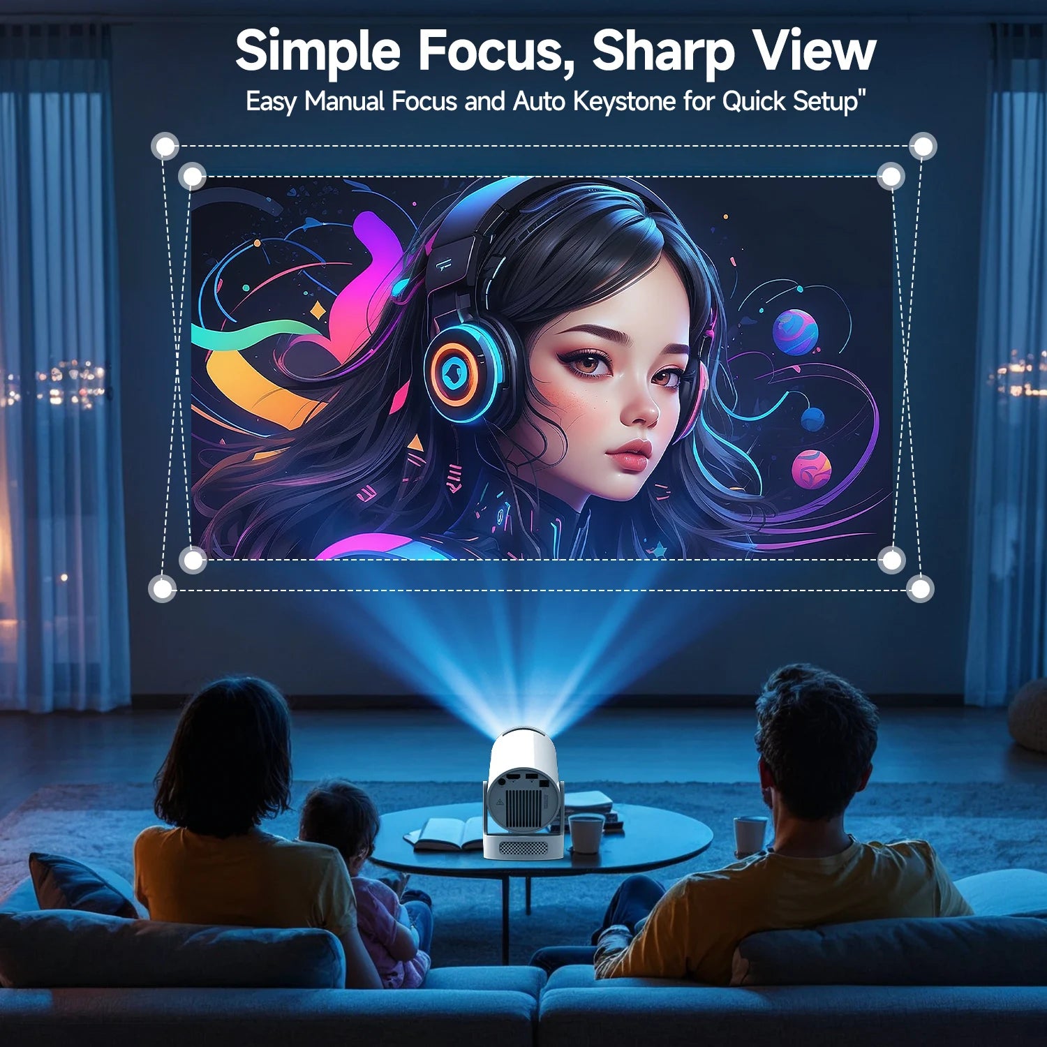 4K Android 11 Portable Projector 8000 Lumens Wifi 6 BT5.4 Outdoor Theater 5W Hifi Speaker 720P HD Supported HY300 Pro+