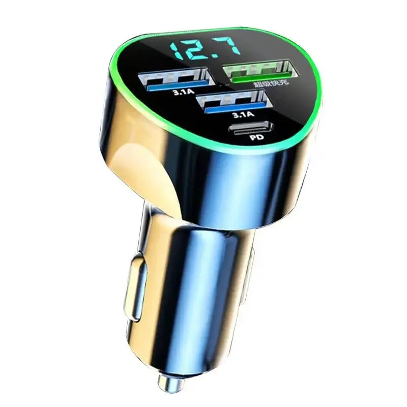 USB C Car Phone Charger Super Fast Charge in Car with LED Voltage Display for Iphone Samsung Huawei Oneplus Android Phone
