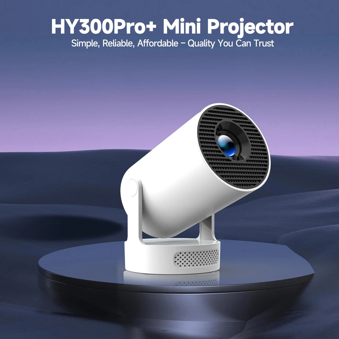 4K Android 11 Portable Projector 8000 Lumens Wifi 6 BT5.4 Outdoor Theater 5W Hifi Speaker 720P HD Supported HY300 Pro+