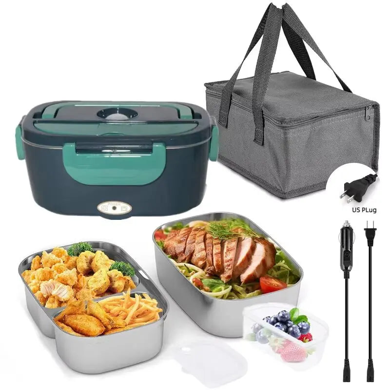 1.5 L 60W Electric Lunch Box Food Warmer Portable Food Heater for Car or Home - Leak Proof 304 Stainless Steel Liner NEW 2025