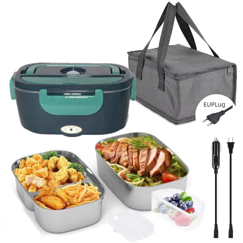 1.5 L 60W Electric Lunch Box Food Warmer Portable Food Heater for Car or Home - Leak Proof 304 Stainless Steel Liner NEW 2025