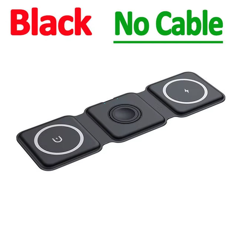 100W 3 in 1 Foldable Wireless Charger Pad Stand for Iphone 15 14 13 12Pro Max Airpods Iwatch Fast Wireless Charging Dock Station